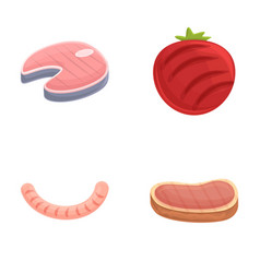 Barbeque Food Icons Set Cartoon Fresh