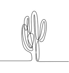 Continuous Line Drawing Of Cactus Black And White