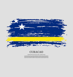 Curacao Flag With Brush Stroke Effect