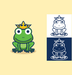 Funny Frog Wearing Gold Crown Is Sitting