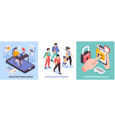 Isometric Global Consumer Trends Icon Set