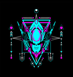 Mecha Head With Sacred Geometrical Frame