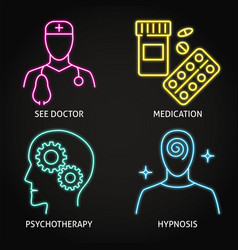 Neon Medical Stress Relief Icon Set