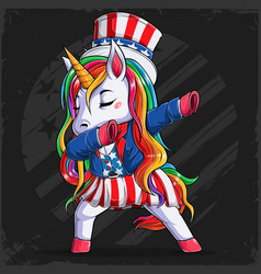 Unicorn Doing Dabbing Dance In 4th Of July Suit