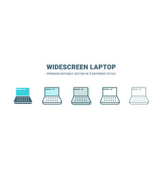 Widescreen Laptop Icon In 5 Different Style