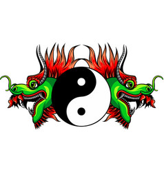 Yin Yang And Head Chinese Dragon