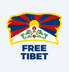 Free Tibet Lettering With Grunge Flag Icon