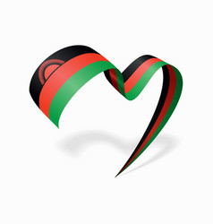 Malawian Flag Heart-shaped Wavy Ribbon