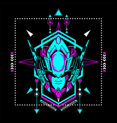 Mecha Head With Sacred Geometrical Frame