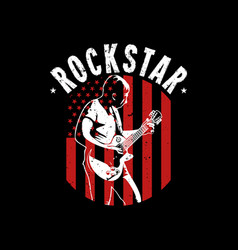 T Shirt Design Rockstar With Man Playing Guitar