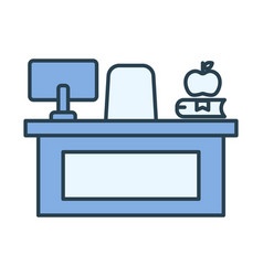 Teacher Desk Icon With Computer Related