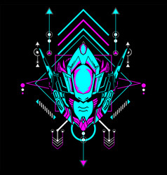 Mecha Head With Sacred Geometrical Frame