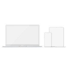 Set Of Modern Clay Devices Mockups Laptops Tablet