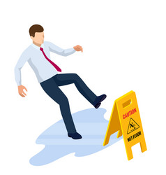 Boy slipping on wet floor Royalty Free Vector Image