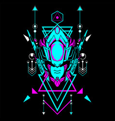 Mecha Head With Sacred Geometrical Frame