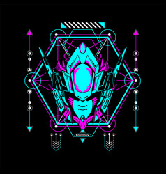 Mecha Head With Sacred Geometrical Frame