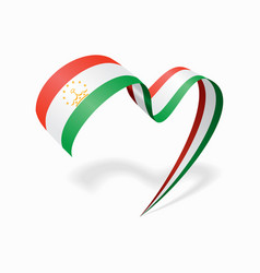 Tajikistan Flag Heart-shaped Wavy Ribbon