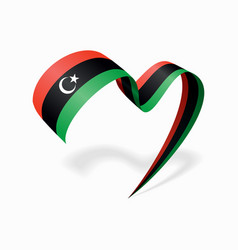 Libyan Flag Heart-shaped Wavy Ribbon