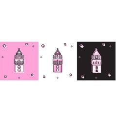 Set Giralda In Seville Spain Icon Isolated On Pink