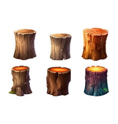 Watercolor Set Of Stump Wood