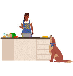 Woman Mixing Ingredients For Meal In Kitchen