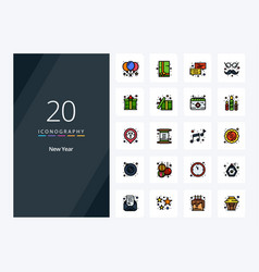 20 New Year Line Filled Icon For Presentation