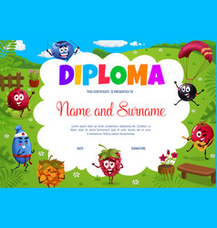 Cartoon Berry Characters On Vacation Kids Diploma