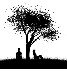 Girl Sit Under The Tree Silhouette