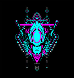 Mecha Head With Sacred Geometrical Frame