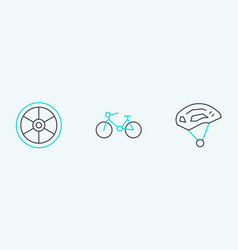 Set Line Bicycle Helmet Wheel And Icon