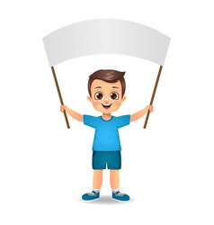 Boy Kid Holding Blank Flag