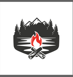 Camp Logo With Campfire Stay Wild And Free