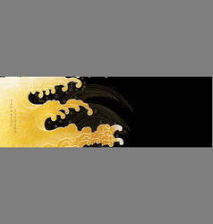 Japanese Background With Hand Drawn Wave Gold