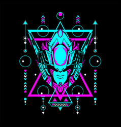 Mecha Head With Sacred Geometrical Frame