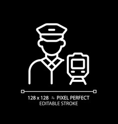 Train Driver Pixel Perfect White Linear Icon For