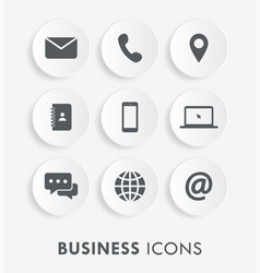 White Circular Business Icon Set