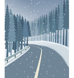 Winter Landscape With Forest Snow And Road