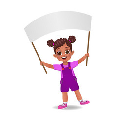 Girl Kid Holding Blank Flag