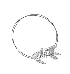 Hand Drawn Floral Wreath With Leave