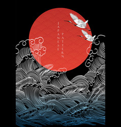 Japanese Background With Crane Birds Decoration