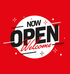 Now Open Invitation Announcement Red Banner