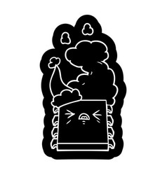 Cartoon Icon Of A Overheating Computer Chip