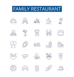 Family Restaurant Line Icons Signs Set Design