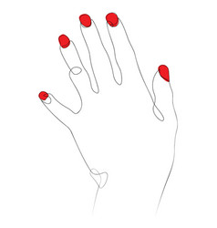 Hand With Red Nails Single Line