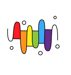 Rainbow Colored Curved Logo Simple Flat Handwrite