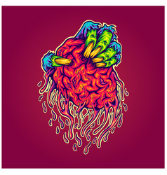 Scary Zombie Hand Holding Monster Brain Logo