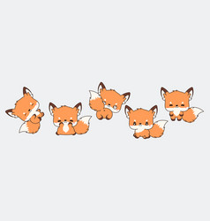 Collection Of Cartoon Fox Art Set Of