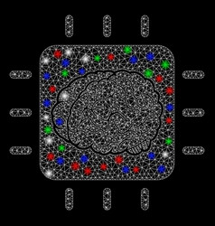 Bright Mesh Wire Frame Neural Processor With Light