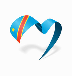 Congolese Flag Heart-shaped Wavy Ribbon