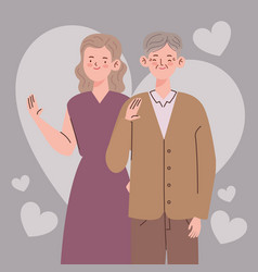 Korean Old Couple With Hearts